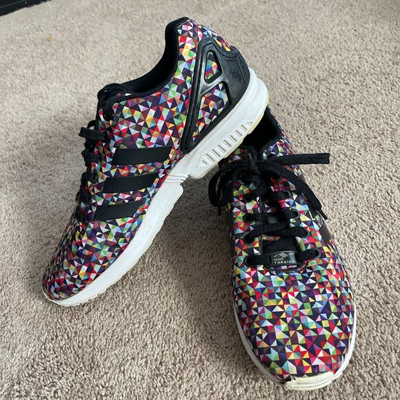 adidas Other - Adidas ZX Flux Sneakers Men 9 MultiColor Prism Athletic Colorful Quilt Geometric